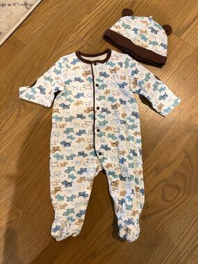 Little Me Animal Print Footie with Hat